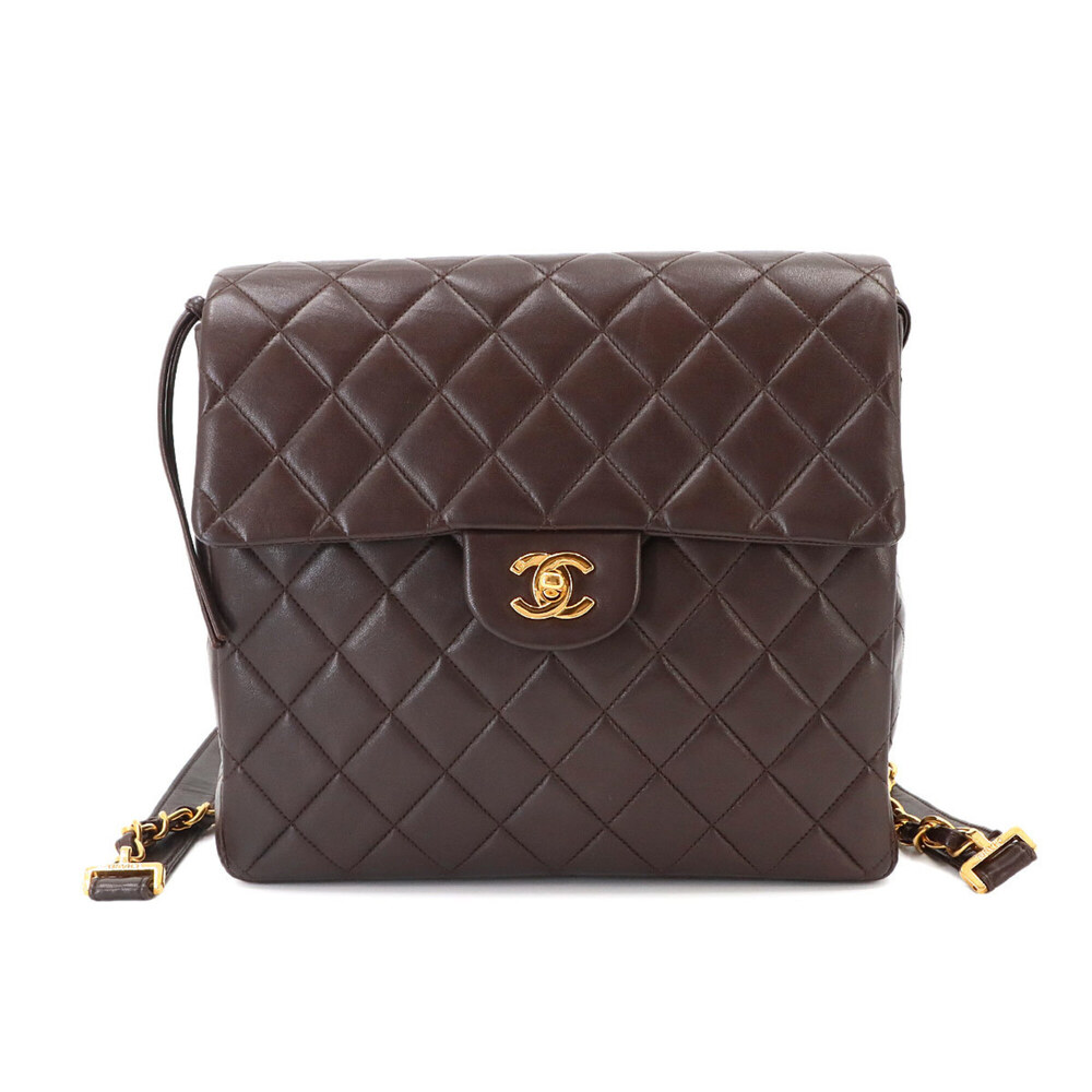 Chanel Matelasse Chain Backpack, Lambskin, Brown, Gold Hardware